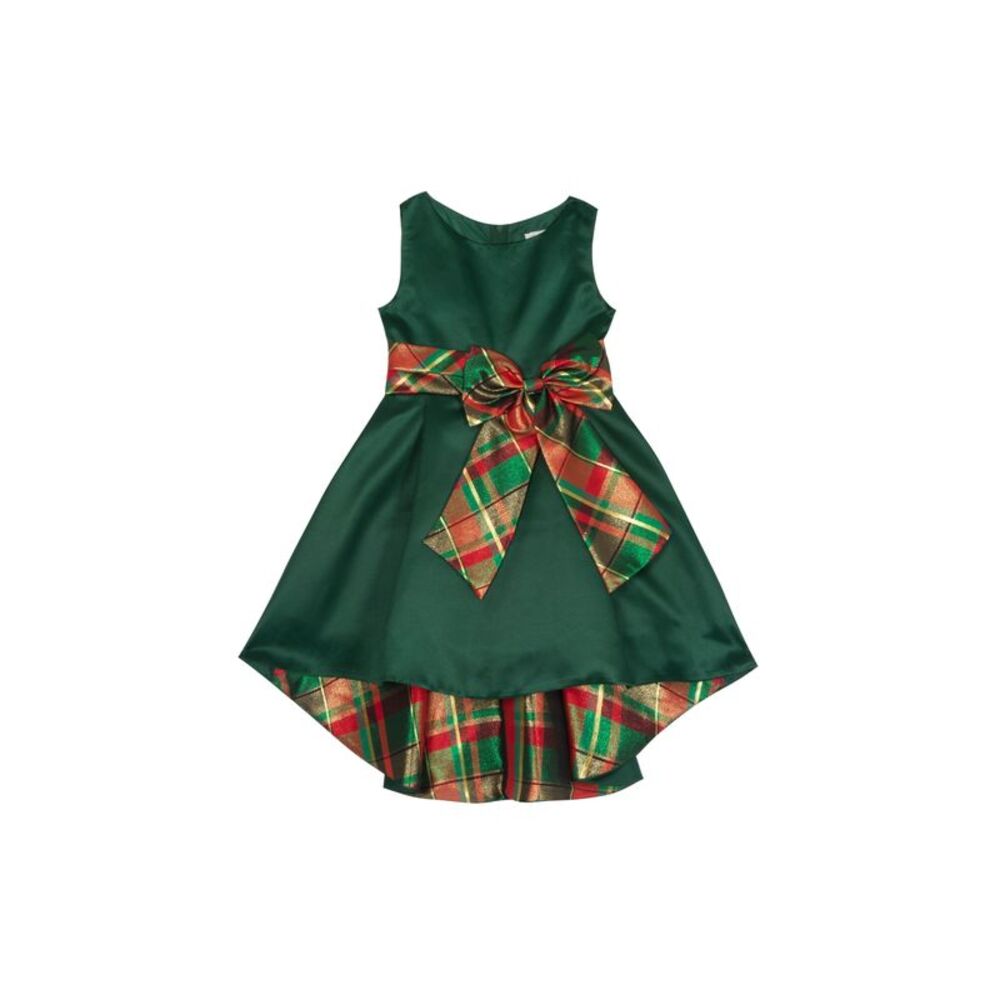 Rare Editions Toddler Girls Satin Dress With Plaid Bow